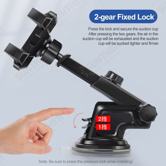 Universal 2-Gear Fixed Lock 17cm Retractable Arm Car Dashboard/ Windshield Mobile Phone Mount Holder Bracket for 3-7 inch Devices