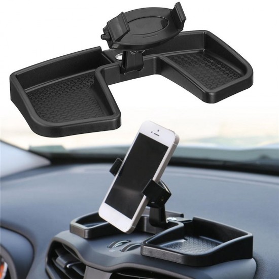 Universal 360 Degree Rotation Dashboard Phone Holder Stand with Storage Box for Mobile Phone
