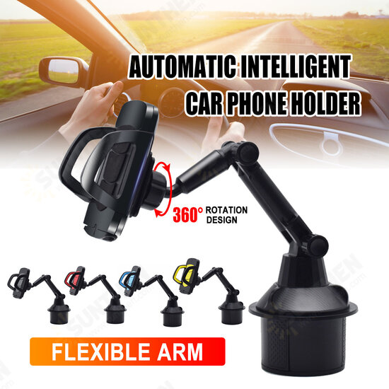 Universal 360 Rotation Flexible Arm Car Phone Mount Gooseneck Cup Holder for 5-9.5cm Width Cell Phone