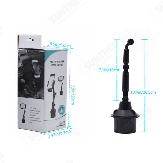 Universal 360 Rotation Flexible Arm Car Phone Mount Gooseneck Cup Holder for 5-9.5cm Width Cell Phone