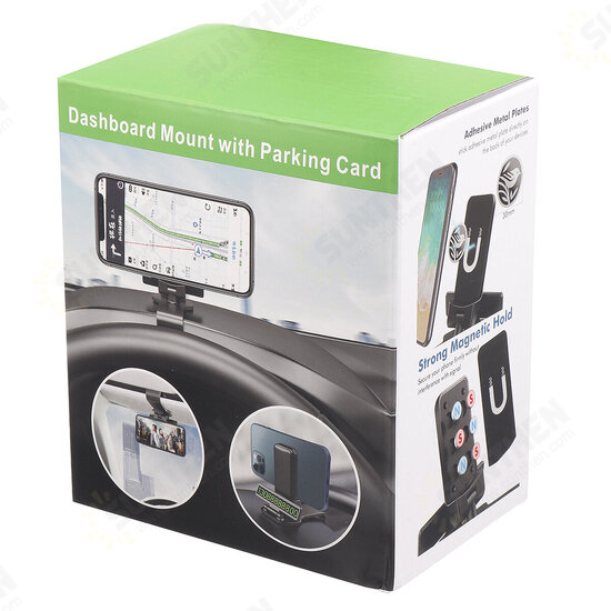 Universal Multifunctional 360° Rotation Car GPS Navigation Dashboard Sunvisor Mobile Phone Holder Bracket with Parking Number