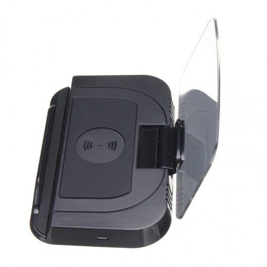 Universal Qi Wireless Charging Navigation Hud Display Car Dashboard Holder for Mobile Phone