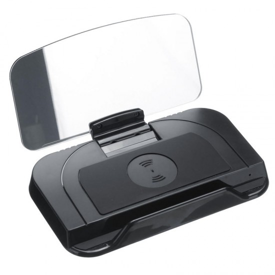 Universal Qi Wireless Charging Navigation Hud Display Car Dashboard Holder for Mobile Phone