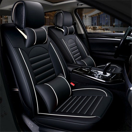 Universal Wear-Resistant Front & Rear PU Leather Semi-Enclosed Car Seat Cover Set