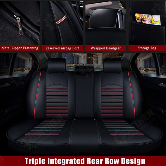 Universal Wear-Resistant Front & Rear PU Leather Semi-Enclosed Car Seat Cover Set