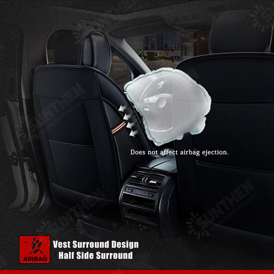 Universal Wear-Resistant Front & Rear PU Leather Semi-Enclosed Car Seat Cover Set