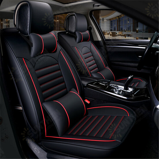 Universal Wear-Resistant Front & Rear PU Leather Semi-Enclosed Car Seat Cover Set