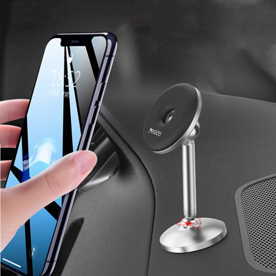 C93 Universal Mobile Phone Holder Magnetic Sticky Aluminium Alloy Phone Stand in Car for Samsung Galaxy S21 POCO M3