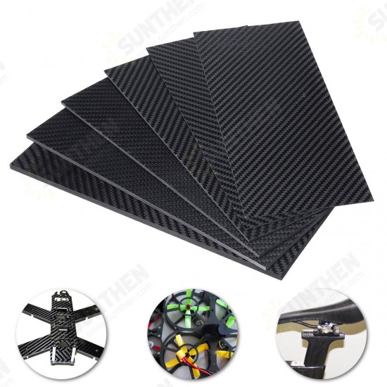 100x250x(0.5-5)mm Black Matte Twill Carbon Fiber Plate Sheet Board Weave Carbon Fiber Pannel Various Thickness