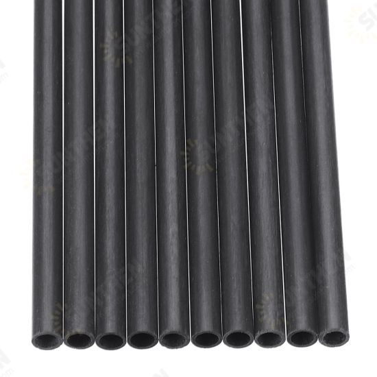 10Pcs/Set 200mm Round Carbon Fiber Tube Pure Carbon Hollow Pipe Roll Wrapped Matt Surface for RC Airplane DIY Tool