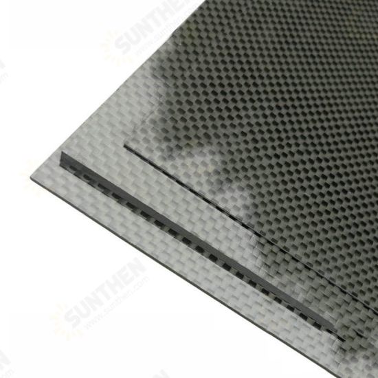 200x300x(0.5-5)mm 3K Black Plain Weave Carbon Fiber Plate Sheet Glossy Carbon Fiber Board Panel High Composite RC Material