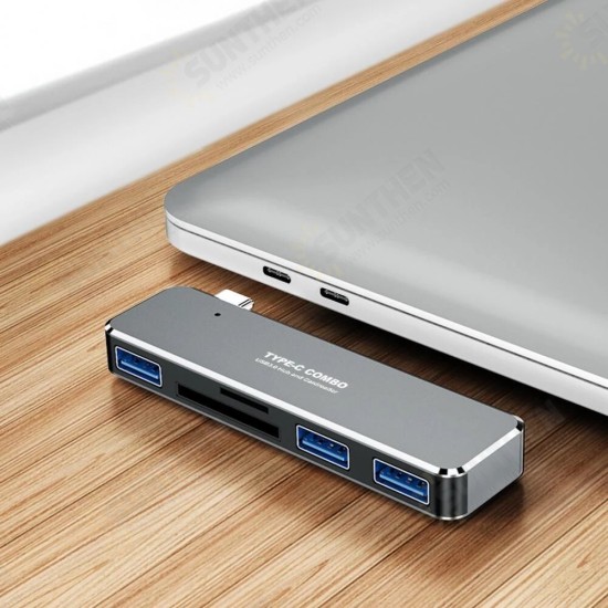 TC25 5-IN-1 5Gbps Type-C Hub Docking Station Adapter with 3*USB3.0/ TF/ SD Card Reader Slot