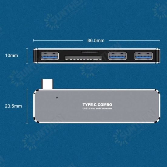 TC25 5-IN-1 5Gbps Type-C Hub Docking Station Adapter with 3*USB3.0/ TF/ SD Card Reader Slot