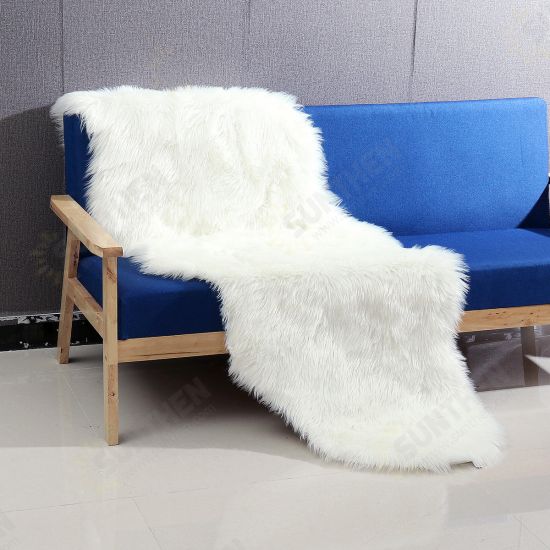 190*70CM Rectangle Sheepskin Rug Artificial Wool Soft for Chair Sofa Bedroom Floor Carpet