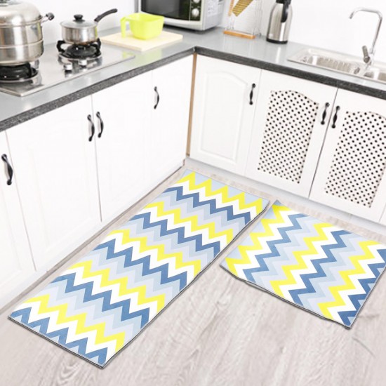 2Pcs Kitchen Floor Carpet Non-Slip Area Rug Bathroom Door Mat