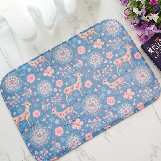 40x60cm Christmas Flannel Velvet Memory Foam Rug Absorbent Bathroom Mat Non-slip Soft Floor Carpet