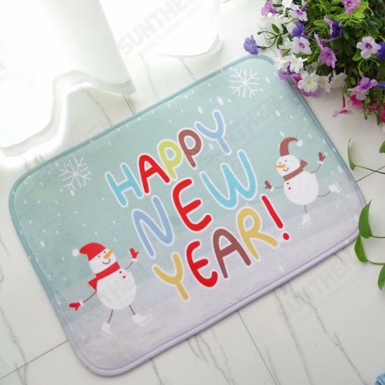 40x60cm Christmas Flannel Velvet Memory Foam Rug Absorbent Bathroom Mat Non-slip Soft Floor Carpet