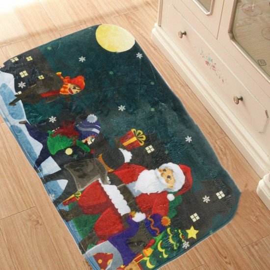 40x60cm Christmas Non-slip Absorbent Floor Mat Bathroom Kitchen Bedroom Doormat Carpet Decor