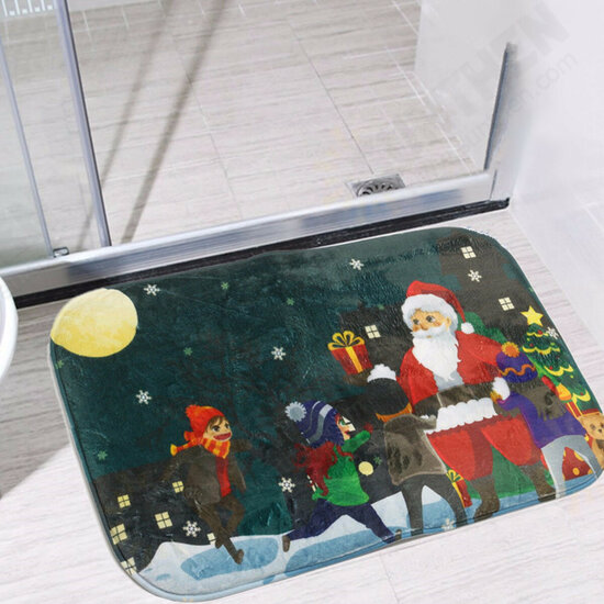 40x60cm Christmas Non-slip Absorbent Floor Mat Bathroom Kitchen Bedroom Doormat Carpet Decor