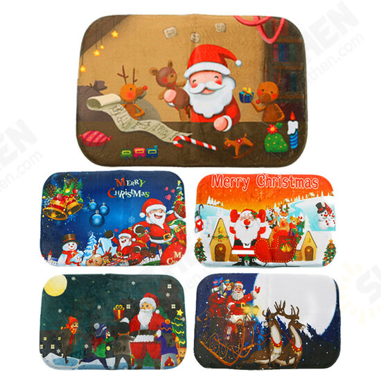 40x60cm Christmas Non-slip Absorbent Floor Mat Bathroom Kitchen Bedroom Doormat Carpet Decor