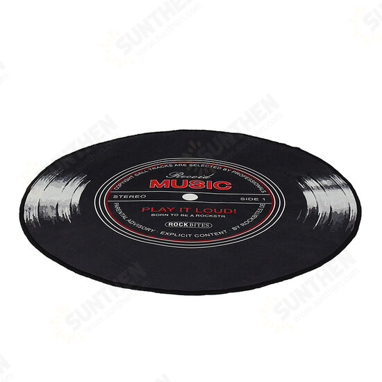 60-120cm Retro Music CD Record Printed Soft Round Floor Mat Room Area Carpet Rug