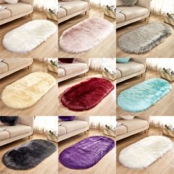 80x180CM Fluffy Oval Carpet Living Room Sofa Cold-proof Foot Mat Bedroom Non-slip Mat 80x180CM Fluffy Oval Carpet Living Room Sofa Cold-proof Foot Mat Bedroom Non-slip Mat