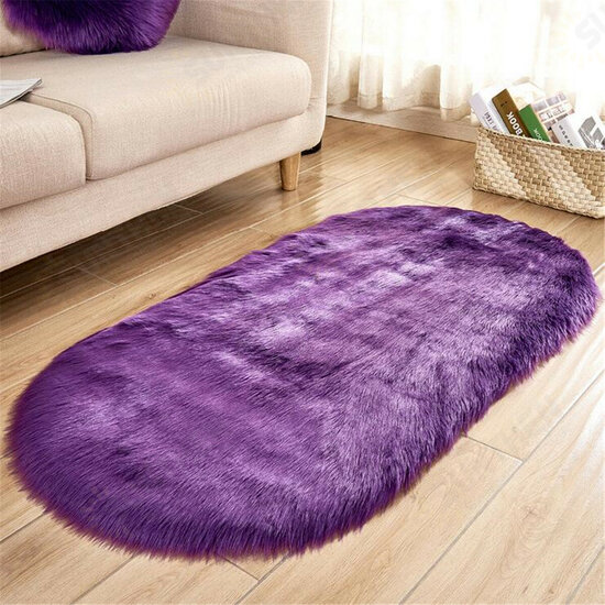 80x180CM Fluffy Oval Carpet Living Room Sofa Cold-proof Foot Mat Bedroom Non-slip Mat