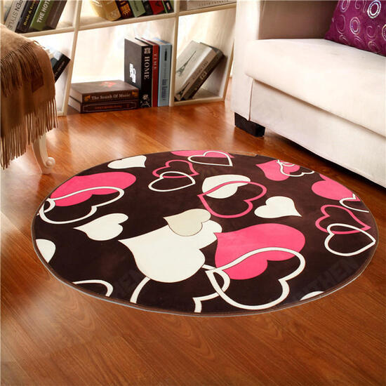 80x80cm Coral Velvet Bathroom Absorbent Carpet Anti Slip Door Sill Round Mat Rug