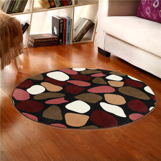 80x80cm Coral Velvet Bathroom Absorbent Carpet Anti Slip Door Sill Round Mat Rug