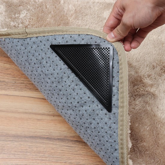 8pcs Triangular Anti-skid PU Carpet Gripper Washable Reuseable Non Slip Kitchen Bathroom Rug Pad Mat