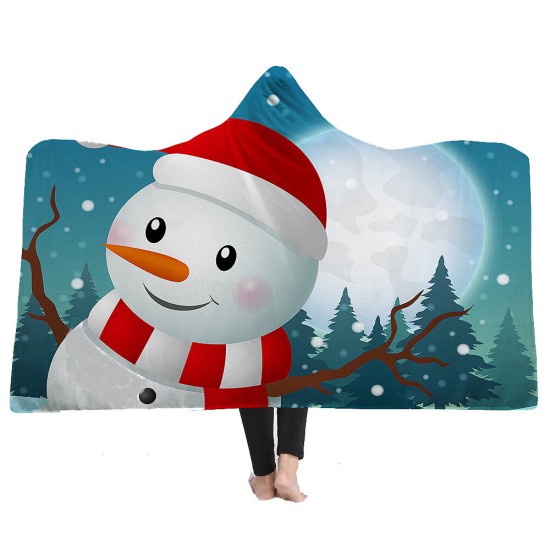 Christmas 3D Printing Plush Wearable Battle Royale Hooded Blankets Dual Layers