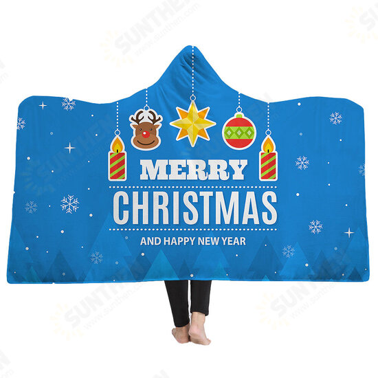 Christmas 3D Printing Plush Wearable Battle Royale Hooded Blankets Dual Layers