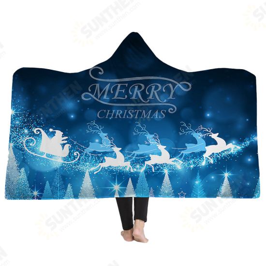 Christmas 3D Printing Plush Wearable Battle Royale Hooded Blankets Dual Layers