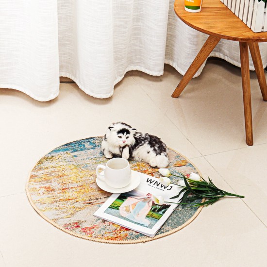 Circular Floor Rug Carpet Anti-Slip Living Room Bedside Kitchen Mat