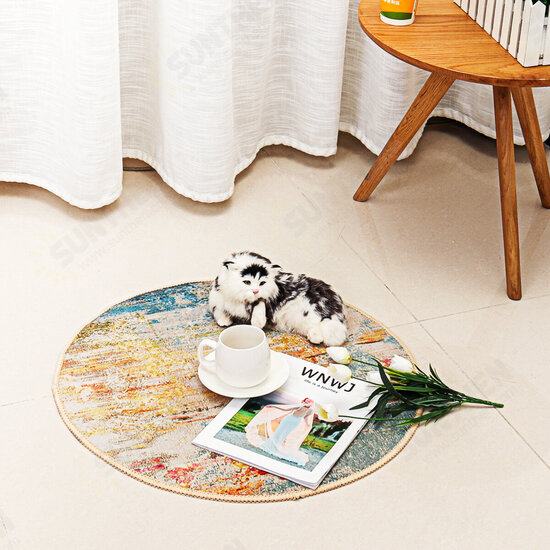 Circular Floor Rug Carpet Anti-Slip Living Room Bedside Kitchen Mat