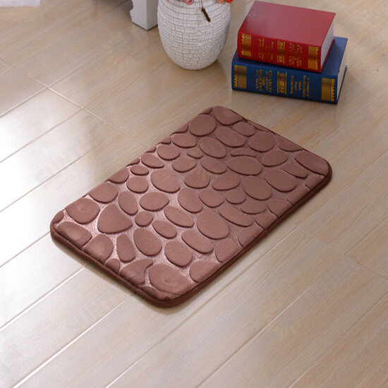 Colorful 3D Pebbles Bath Rug Natural Absorbent Rubber Bath Floor Mat Rebound