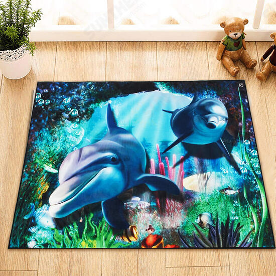 Dolphin Sea World Area Floor Rug Carpet for Bedroom Living Room Home Decoration