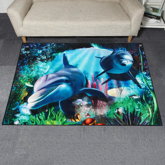 Dolphin Sea World Area Floor Rug Carpet for Bedroom Living Room Home Decoration