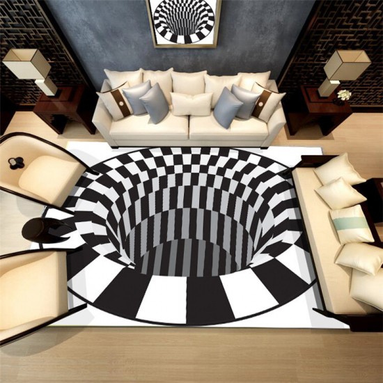 Durabale Anti-Slip Floor Mat Non-Woven Black White Doormat for Living Dinning Room Bedroom Kitchen
