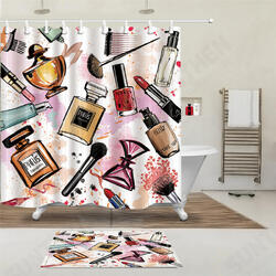 Fashion Cosmetic Waterproof Bathroom Shower Curtain Set With Hooks & Bath Mat Floor Mat Fashion Cosmetic Waterproof Bathroom Shower Curtain Set With Hooks & Bath Mat Floor Mat
