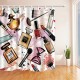 Fashion Cosmetic Waterproof Bathroom Shower Curtain Set With Hooks & Bath Mat Floor Mat