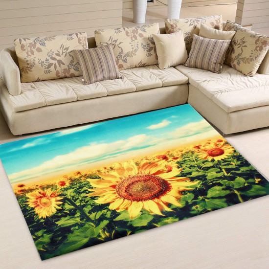 Gold Sunflower Area Floor Rug Carpet For Bedroom Living Room Home Decoration
