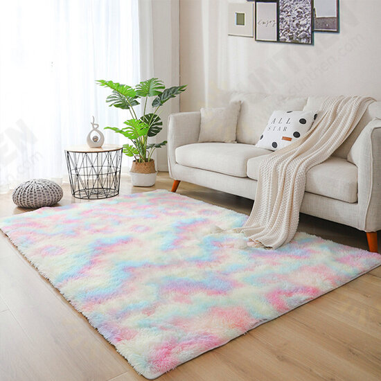 Gradient Rainbow Tie-dye Plush Carpet Living Room Bedroom Coffee Table Blanket Study Room Meeting Room Tatami Blanket