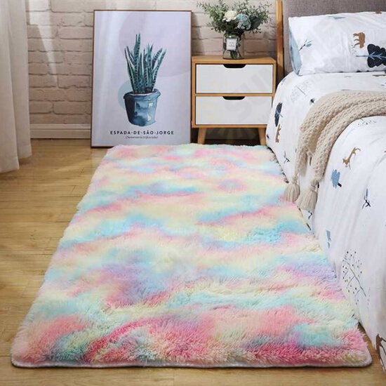 Gradient Rainbow Tie-dye Plush Carpet Living Room Bedroom Coffee Table Blanket Study Room Meeting Room Tatami Blanket