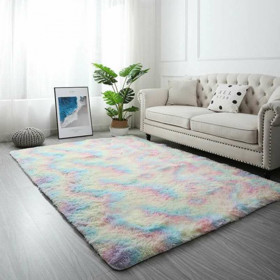 Gradient Rainbow Tie-dye Plush Carpet Living Room Bedroom Coffee Table Blanket Study Room Meeting Room Tatami Blanket