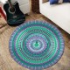 Green Blue Bohemia Mandala Pattern Carpet Soft Round Floor Mat Carpet Kids Play Mat