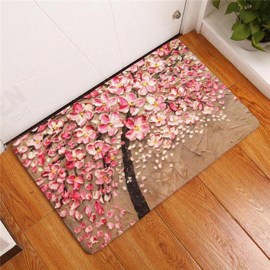 BX-28 40x60cm 3D Painting Tree Pattern Coral Fleece Mat Absorbent Bathroom Anti Slip Carpet