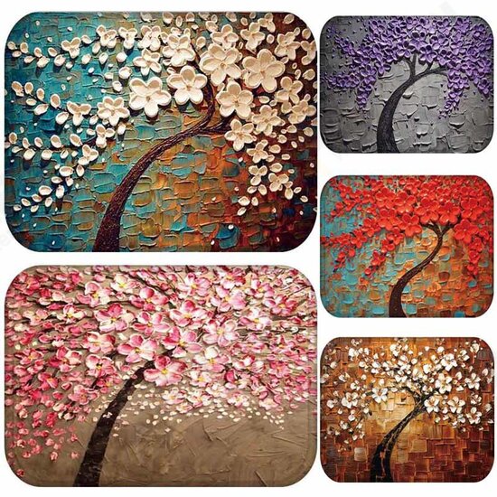 BX-28 40x60cm 3D Painting Tree Pattern Coral Fleece Mat Absorbent Bathroom Anti Slip Carpet