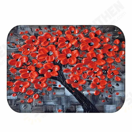 BX-28 40x60cm 3D Painting Tree Pattern Coral Fleece Mat Absorbent Bathroom Anti Slip Carpet