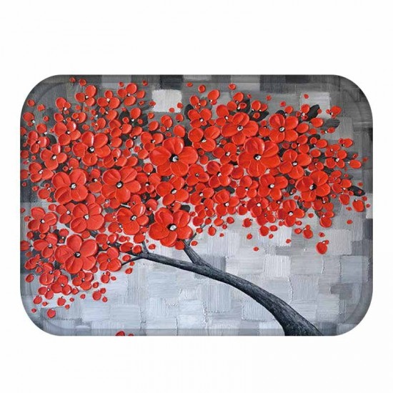 BX-28 40x60cm 3D Painting Tree Pattern Coral Fleece Mat Absorbent Bathroom Anti Slip Carpet